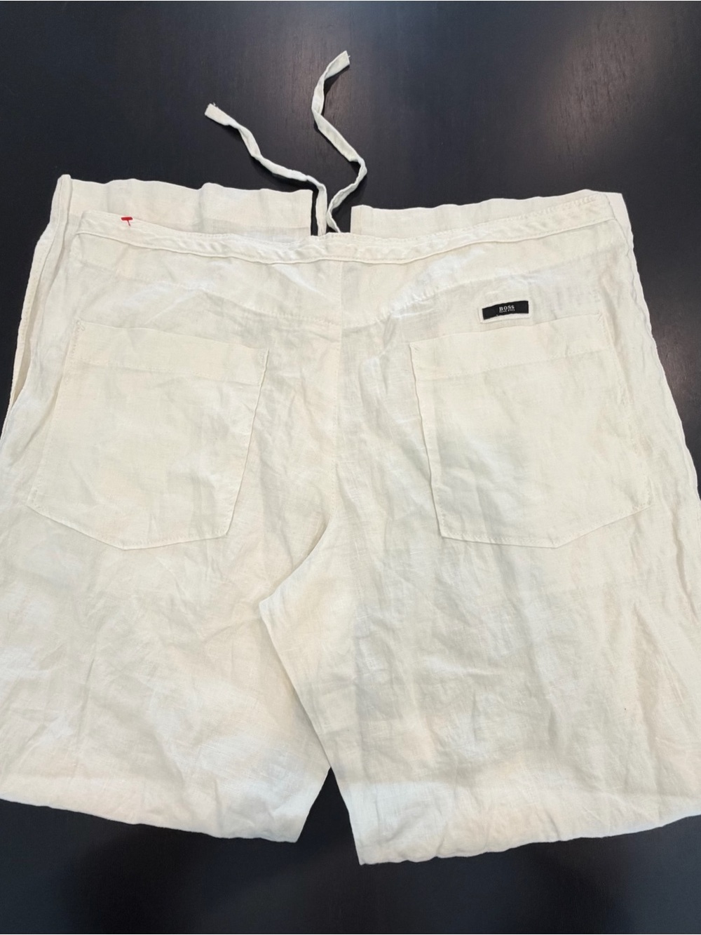 Hugo Boss Cream Linen Drawstring Hybrid Shorts